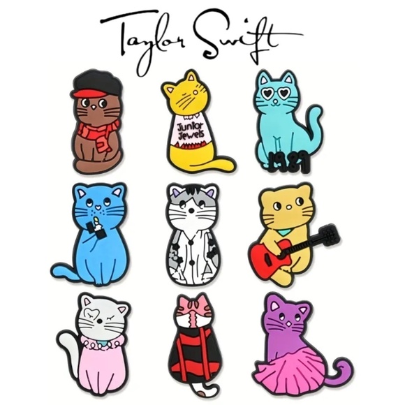 Taylor Swift Accessories - Taylor Swift 9 Pcs Crocs Shoe Charms Cat Cartoon Shoes Charms For Clogs Sandals